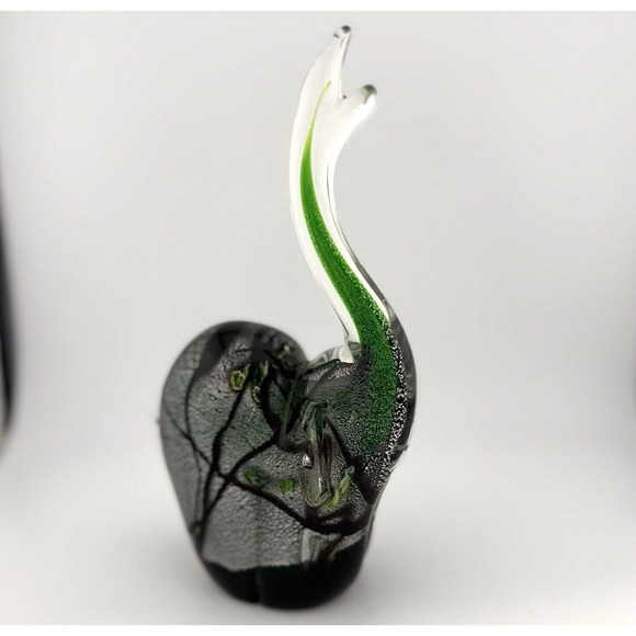 Millefiori Elephant Blown Glass Millefiori Trunk Up Paperweight 8" CHIPPED EAR - Picture 3 of 15